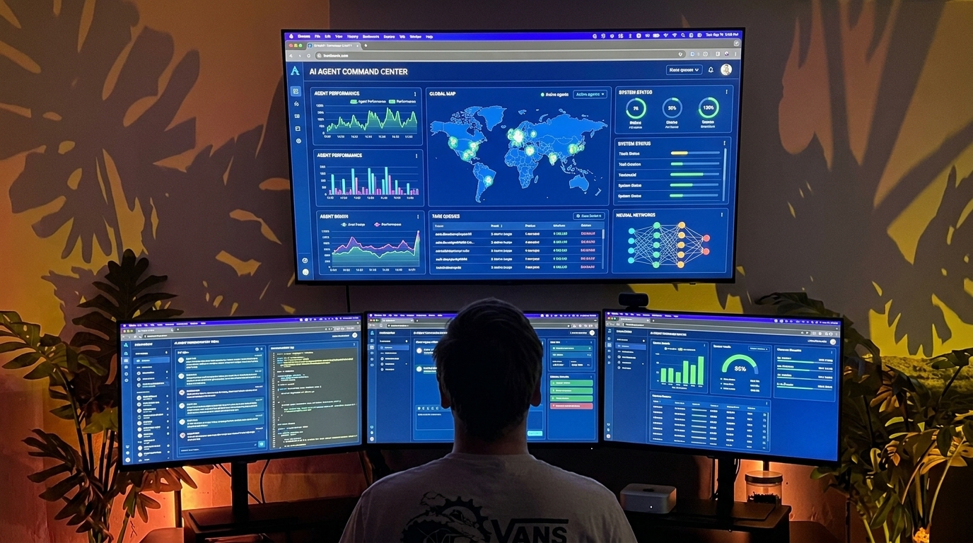 Painel de controle dos agentes de IA da Emprez.IA — AI Agent Command Center